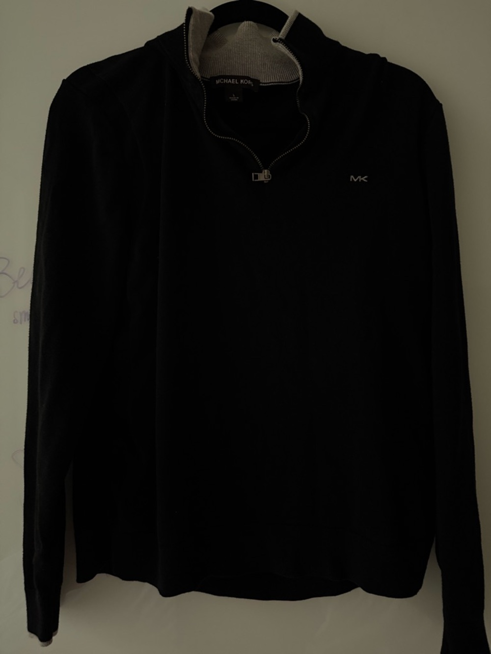 Michael Kors Men’s L Black and Gray Zip-Neck Sweater